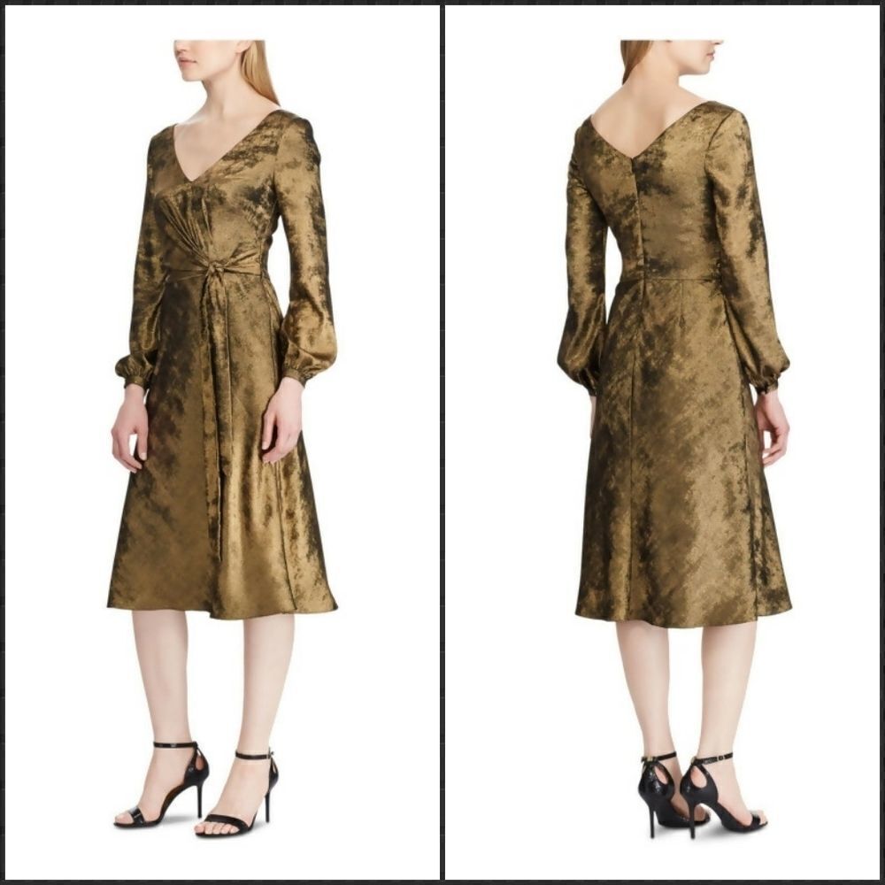 RALPH LAUREN Womens V- Neck Wrap Dress